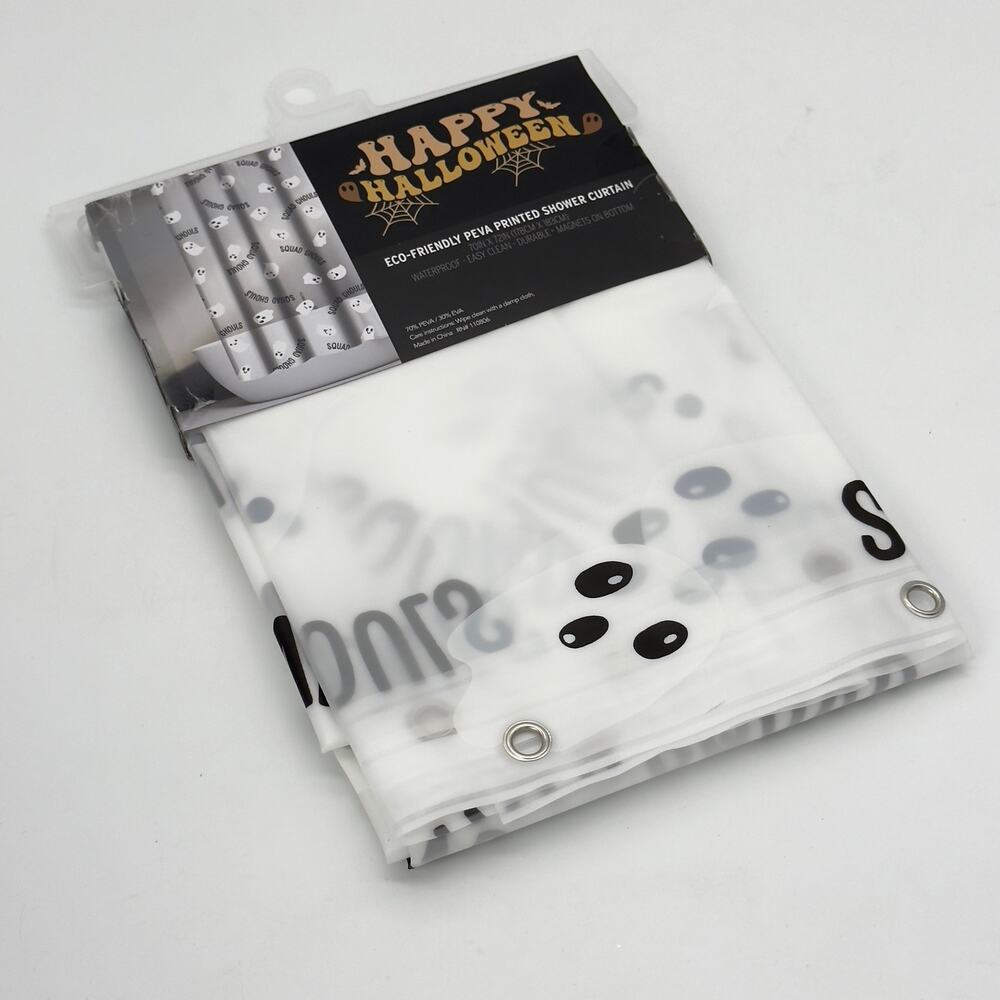 Happy Halloween Squad Ghouls Ghost Shower Curtain NEW